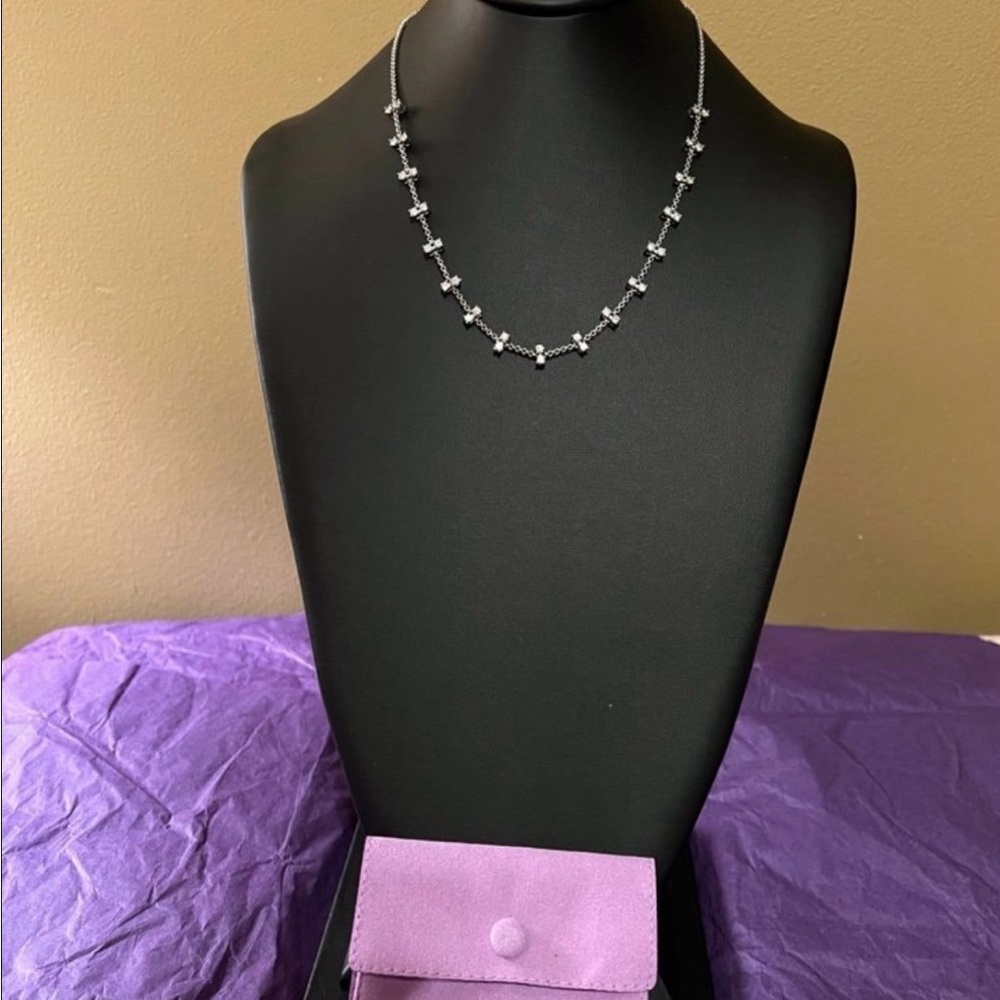 Melinda Maria Petite Diamondette Station Necklace silver / white diamondettes